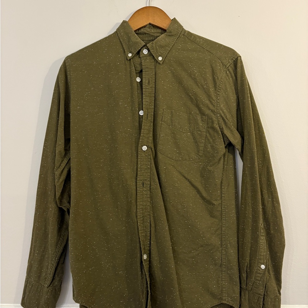 J. Crew Olive Speckled Button Down Shirt